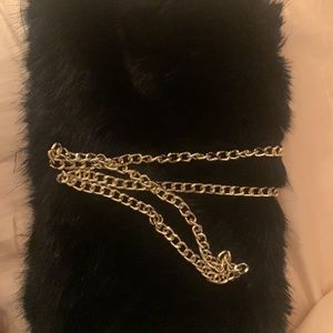 Womens’s Faux Fur Bag with gold chain